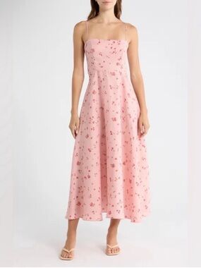 Reformation Pink Floral Maxi Slip Dress